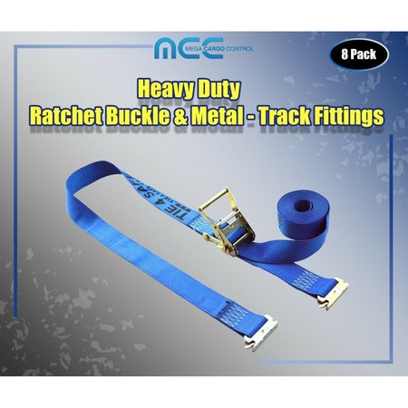 TIE 4 SAFE 2" x 20' E Track Ratchet Straps w/ E Clips
WLL: 1,000 lbs., PK8 RT06-20M23B-8